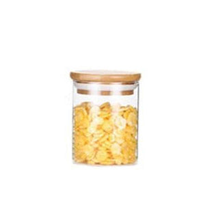 Eco Friendly Bamboo Container Mason Candy Jar Spices Glass Transparent