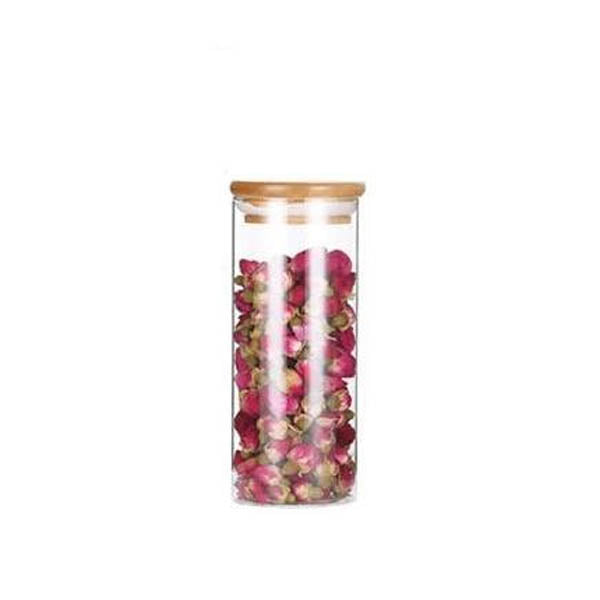 Eco Friendly Bamboo Container Mason Candy Jar Spices Glass Transparent