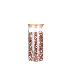 Eco Friendly Bamboo Container Mason Candy Jar Spices Glass Transparent