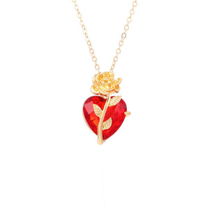 Veile Studios Punk Rose Love Necklace Fashion Personality Heart Shaped Clavicle Chain Pendant