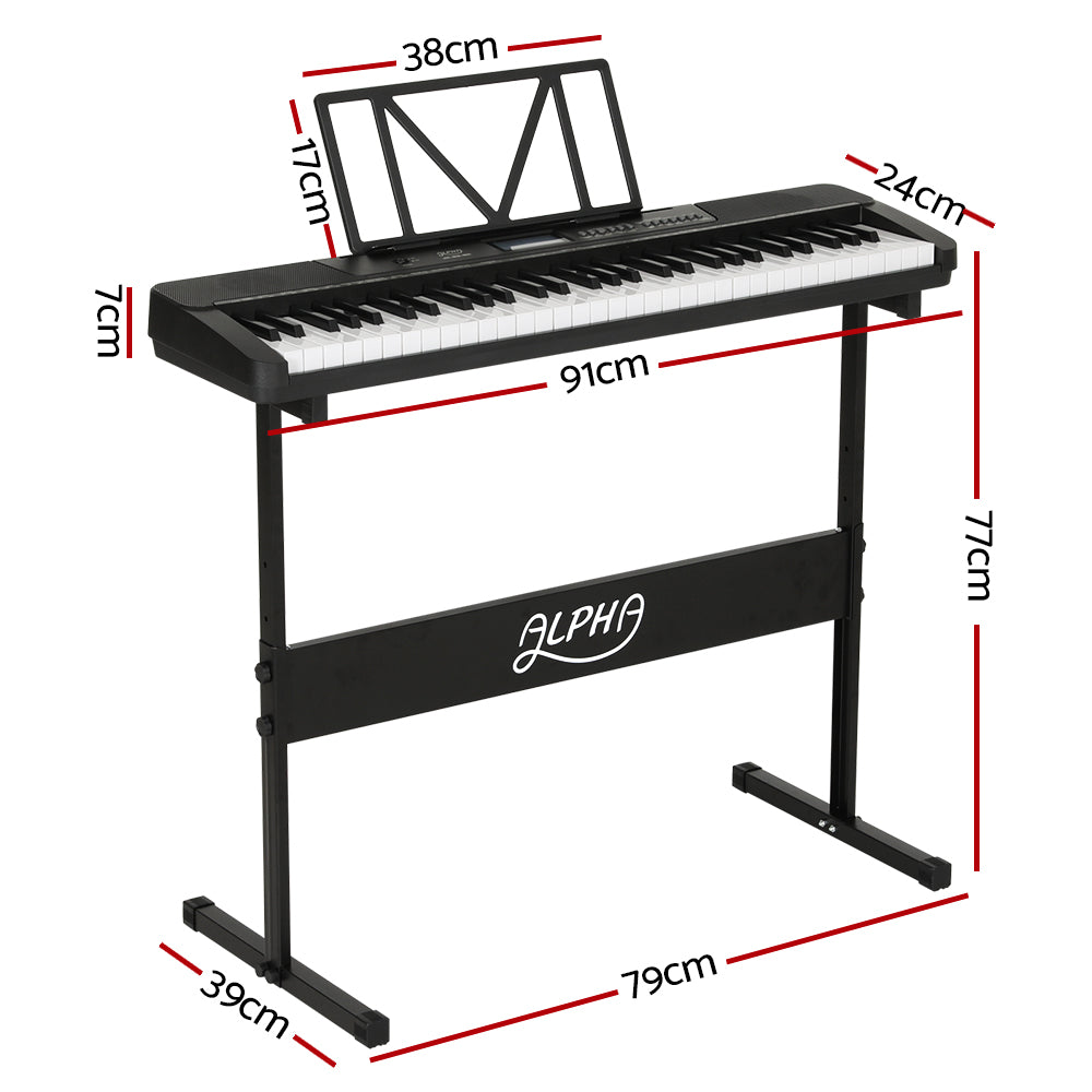 Alpha 61 Keys Electronic Piano Keyboard Digital Electric W/ Stand Touch Sensitive