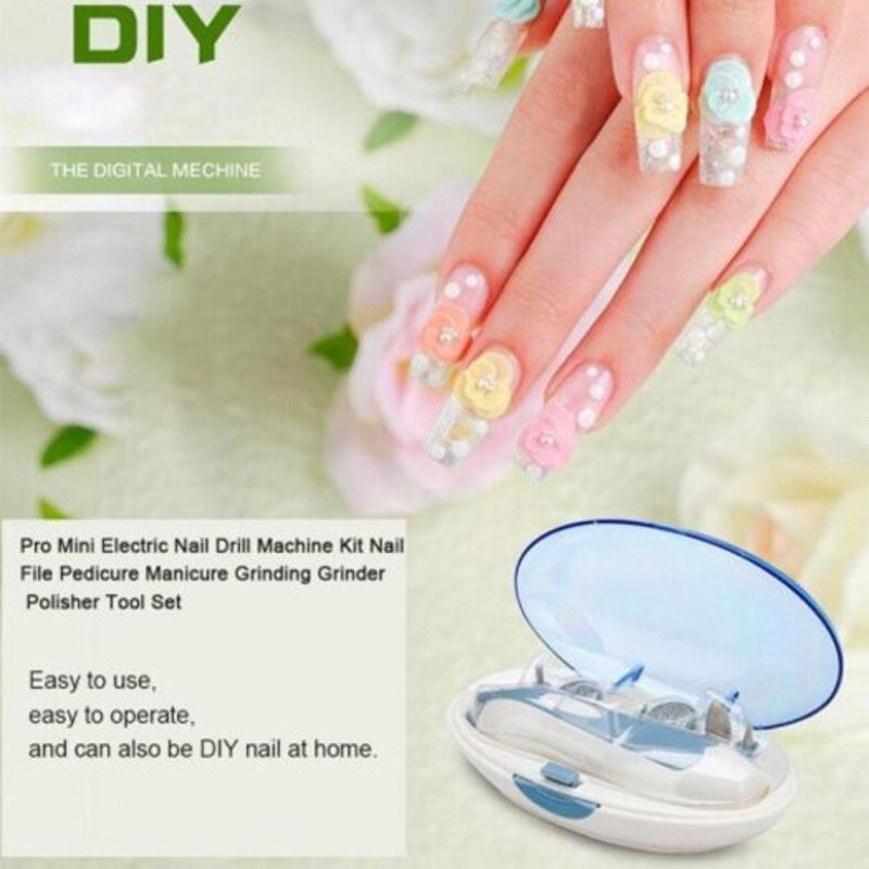 Electric File Manicure Machine Set Grinding Assembling Includes Callus Remover Nail Buffer Polisher