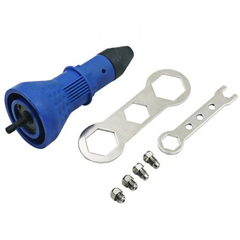 Electric Rivet Nut Gun Riveting Drill Adaptor Insert Tool Blue