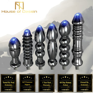 House Of Dasein Electric Shock Metal Butt Plug Electro Play Stainless Steel Anal Beads Bdsm Kink Fetish