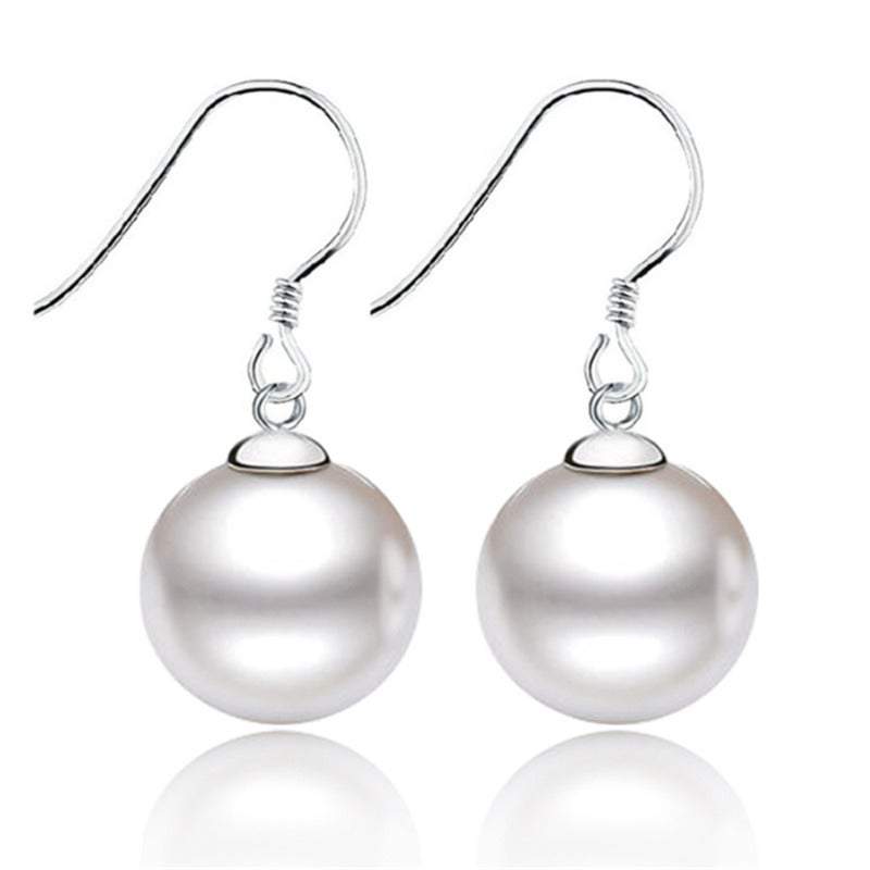 Earrings Exquisite Shell Beads Sterling Silver Freshwater Cultured Pearl Dangle Studs