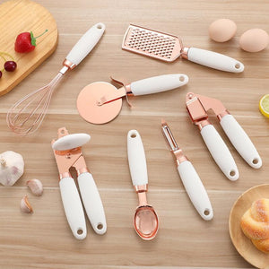 7Pcs Soft Touch Rose Gold Kitchen Utensils Set