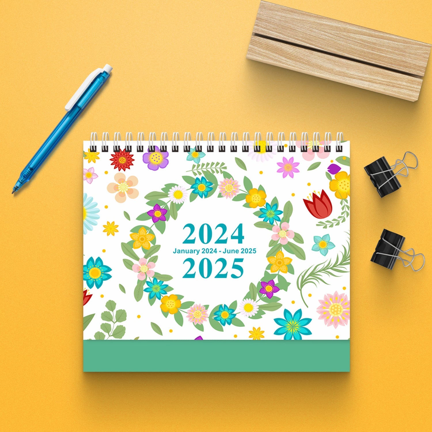 2024 English Creative Simple Desk Calendar Spring Flowers