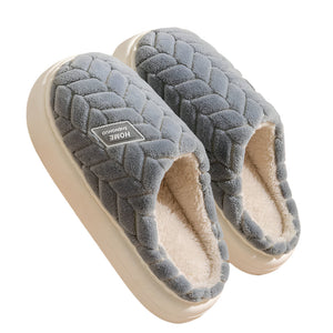 Non Slip Thick Soled Plush Slippers For Couples Winter Home Indoor Fleece Shoes