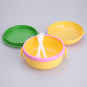 1000Ml Plastic Hamburger Bento Lunch Box Food Double Container Storage With Fork