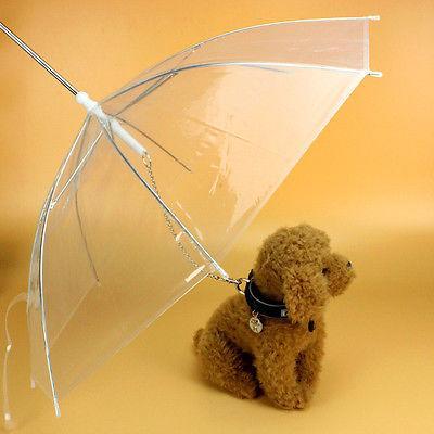 Transparent Pet Umbrella Portable Built In Leash