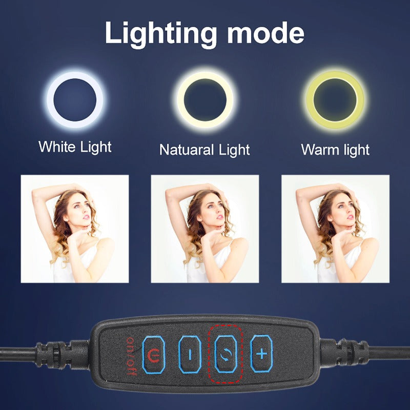 26Cm Portable Adjustable Led Selfie Ring Light With Phone Holder