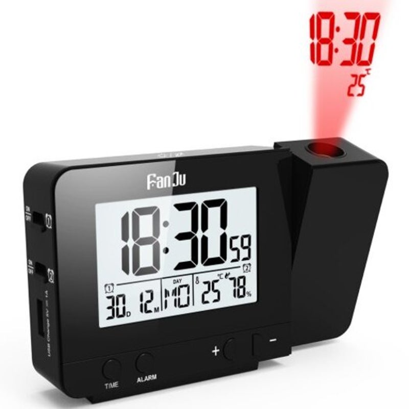 Fj3531 Projection Alarm Clock Temperature And Time With Usb Charger Port Humidity