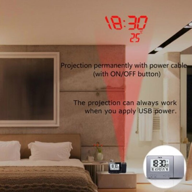 Fj3531 Projection Alarm Clock Temperature And Time With Usb Charger Port Humidity