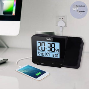 Fj3531 Projection Alarm Clock Temperature And Time With Usb Charger Port Humidity