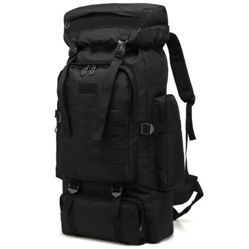 Fashion Camouflage 80L Large Capacity Backpack Outdoor Travel Water Resistant Bag Black