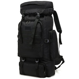 Fashion Camouflage 80L Large Capacity Backpack Outdoor Travel Water Resistant Bag Black