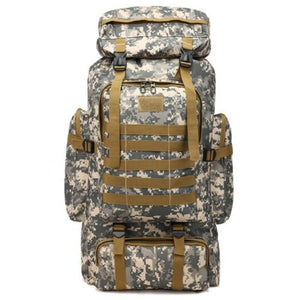 Fashion Camouflage 80L Large Capacity Backpack Outdoor Travel Water Resistant Bag Black