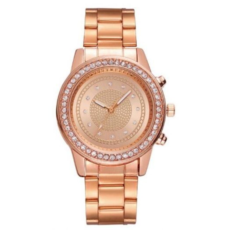 Veile Studios Fashion Casual Diamond Inlaid Steel Belt Quartz Watch Rose Gold Regular