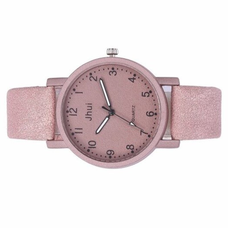 Veile Studios Fashion Casual Simple Digital Scale Literary Stone Quartz Watch Pink