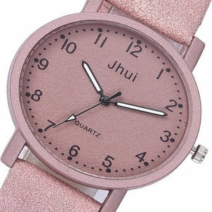 Veile Studios Fashion Casual Simple Digital Scale Literary Stone Quartz Watch Pink