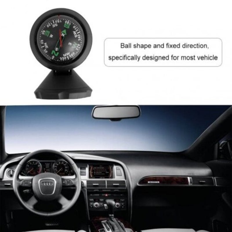 Fashion Multi Function Auto Mini Car Compass Compact Ball Black