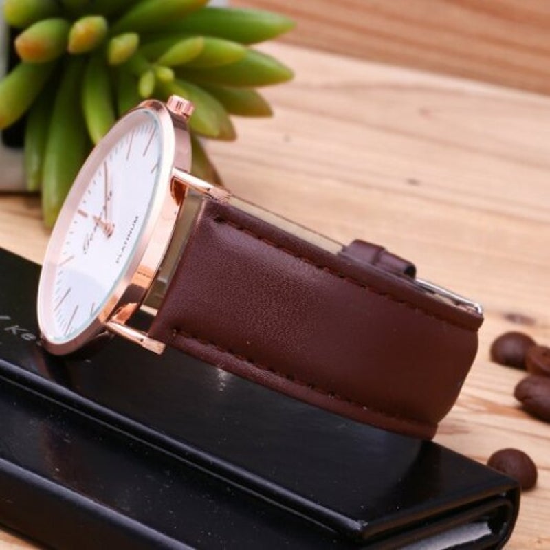 Veile Studios Fashion Quartz Men Business Wrist Watch Brown