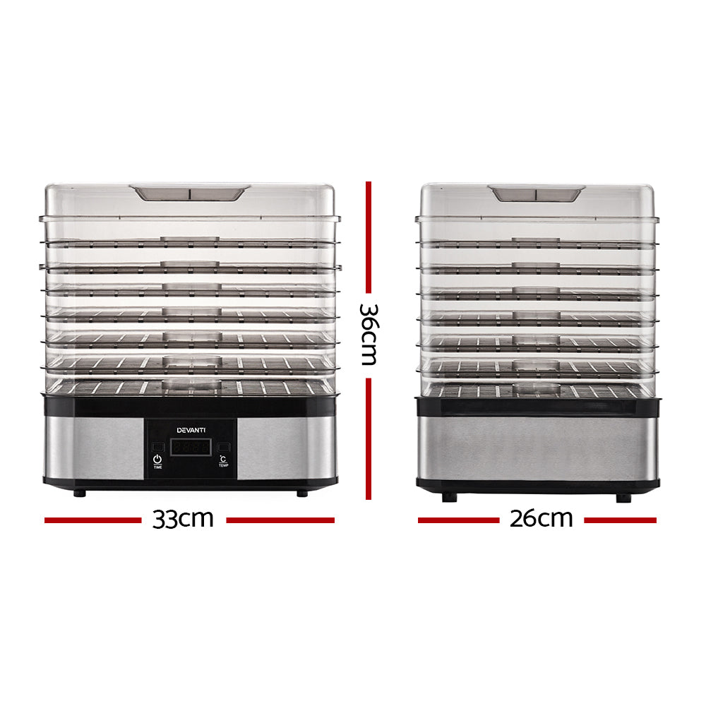 Devanti Food Dehydrator With 7 Trays - Silver