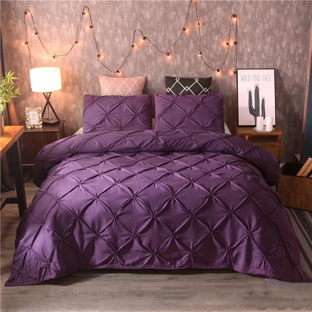 Luxury Duvet Cover Set Pinch Pleat 2 / 3Pcs Quilt Bedding