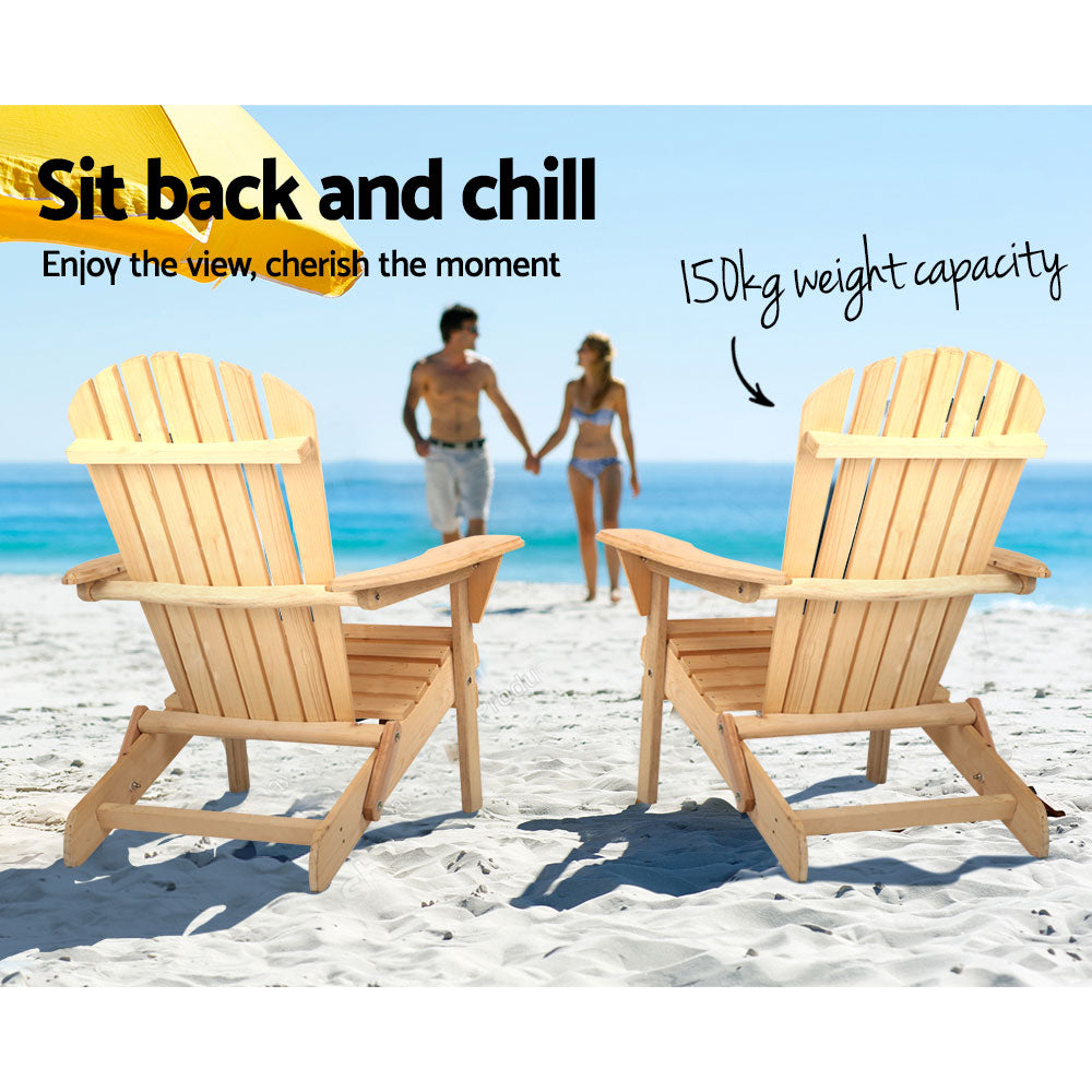 Gardeon Outdoor Chairs Furniture Beach Lounge Wooden Adirondack Garden Patio