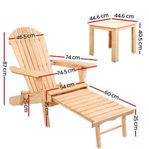 Gardeon 3 Piece Outdoor Beach Chair And Table Set