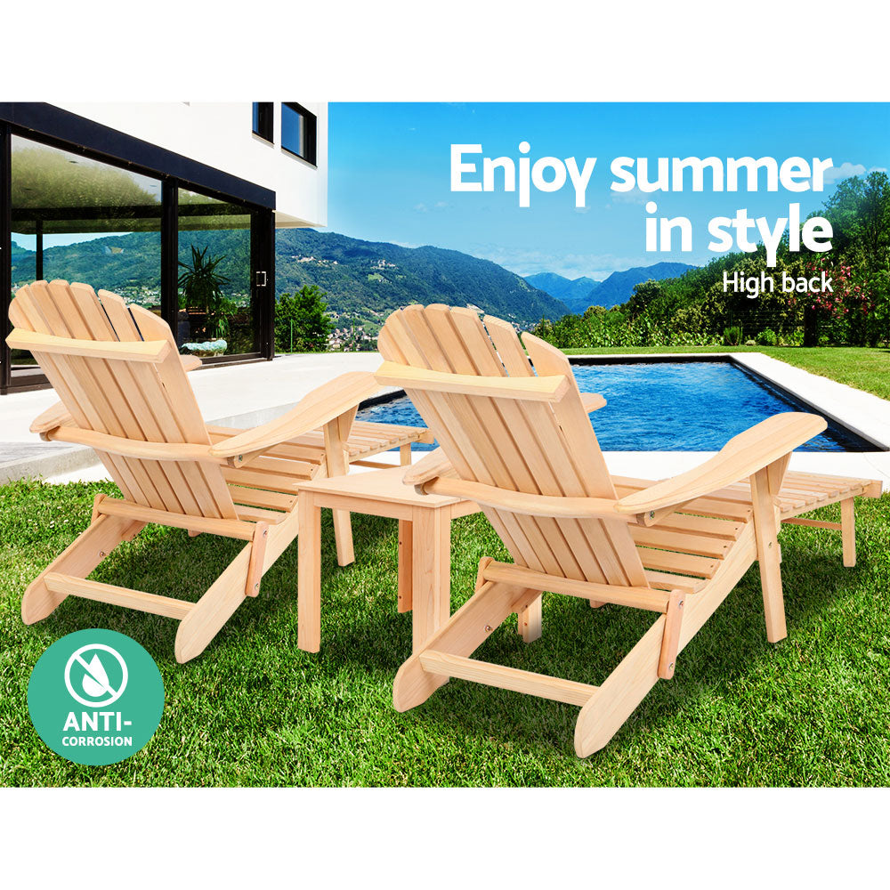 Gardeon 3 Piece Outdoor Beach Chair And Table Set