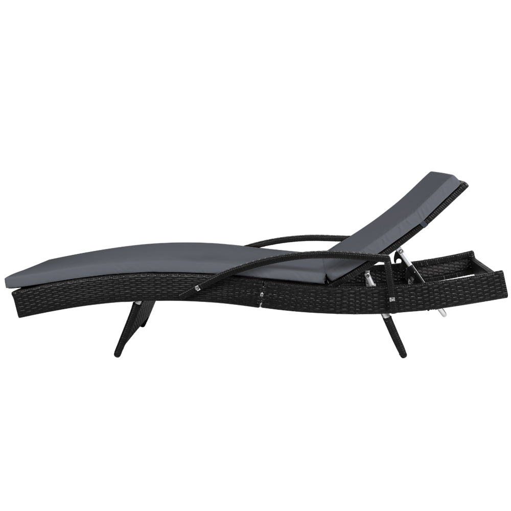 Gardeon Set Of 2 Outdoor Sun Lounge Chair With Cushion - Black