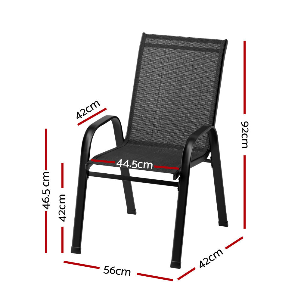 Gardeon 4X Outdoor Stackable Chairs Lounge Bistro Set Patio Furniture