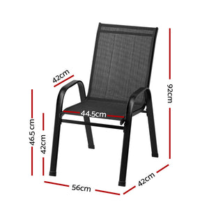 Gardeon 4X Outdoor Stackable Chairs Lounge Bistro Set Patio Furniture