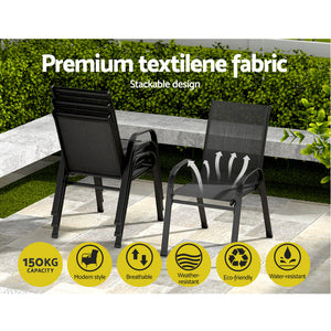 Gardeon 4X Outdoor Stackable Chairs Lounge Bistro Set Patio Furniture