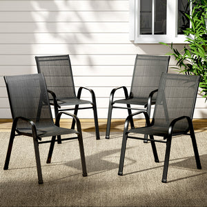 Gardeon 4X Outdoor Stackable Chairs Lounge Bistro Set Patio Furniture