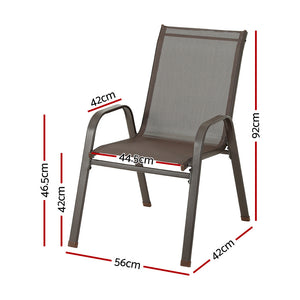 Gardeon 6Pc Outdoor Dining Chairs Stackable Lounge Patio Furniture Brown