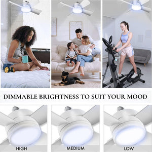 Socket Fan Light With Remote Adjustable Screw Mouth Integrated Led