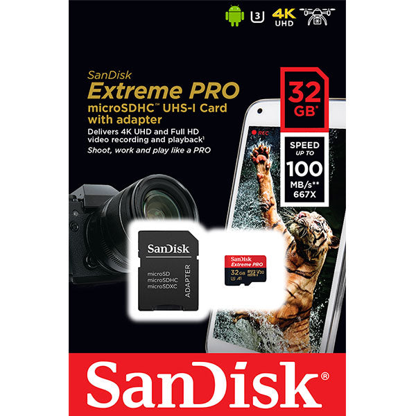 Sandisk Sdsqxcg-032G-Gn6ma 32Gb Micro Sdhc Extreme Pro 4K A1 V30 Uhs-I/ U3 100Mb/S