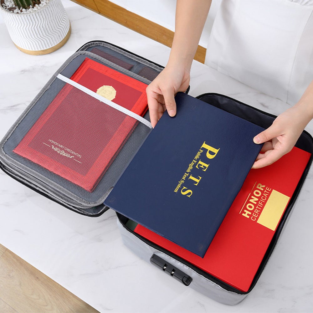 Fireproof Document Bag With Lock Important Organizer Holder Waterproof