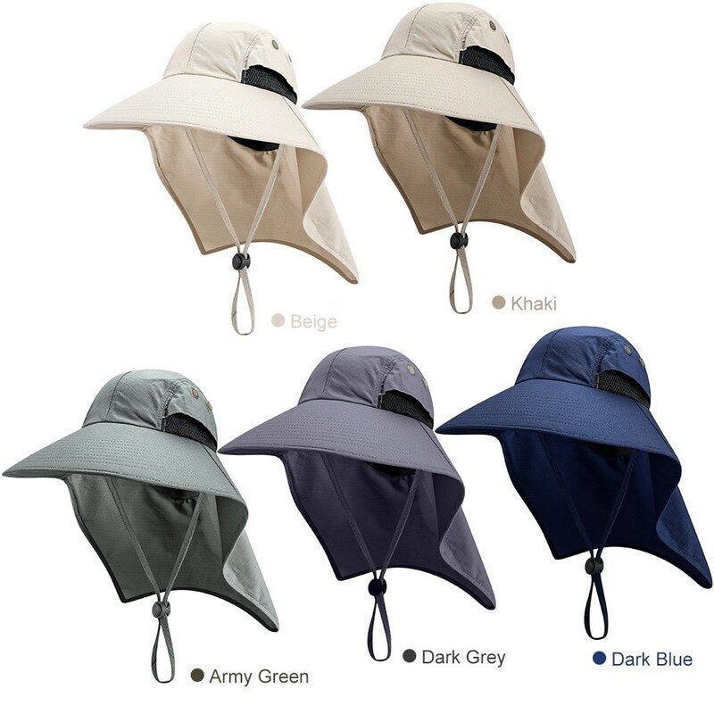 Fishing Cap Wide Brim Unisex Sun Hat Dark Grey