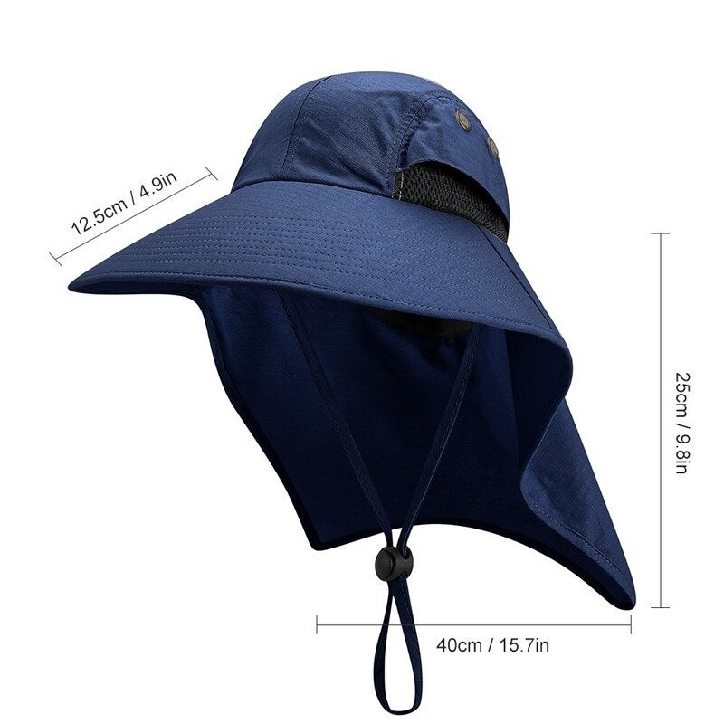 Fishing Cap Wide Brim Unisex Sun Hat Dark Grey