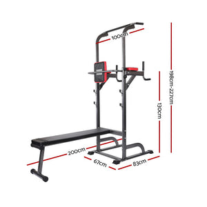 Everfit 9-In-1 Power Tower Weight Bench Multi-Function Station