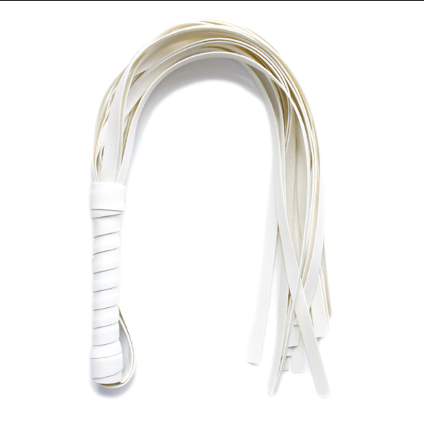 House Of Dasein 45Cm Black / White Red Flogger Bdsm Impact Play Spanking Whip Kink Fetish