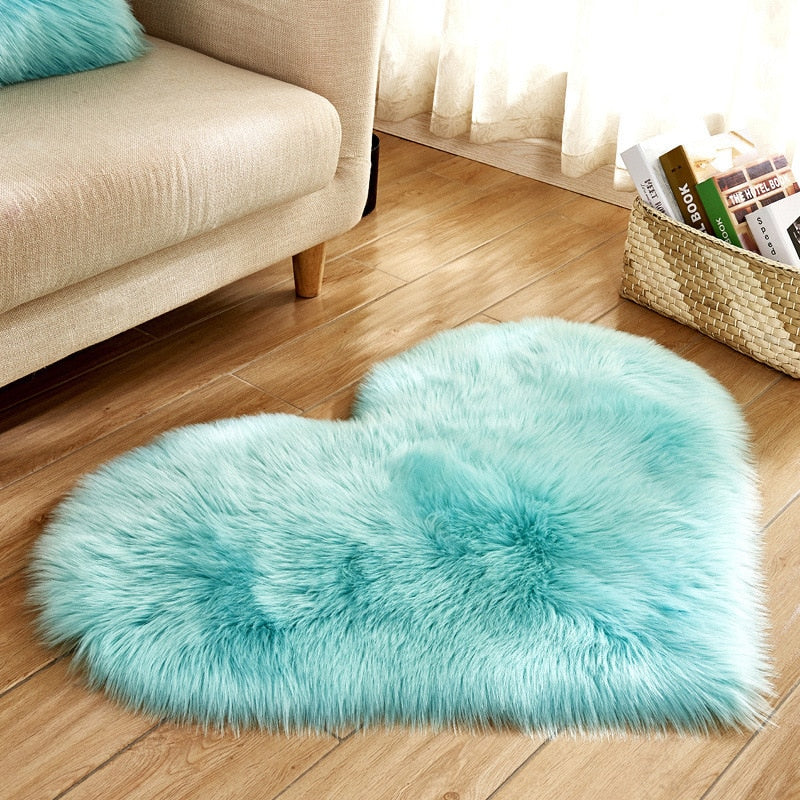 40X50cm Heart Shaped Artificial Fur Rug Carpet Mat