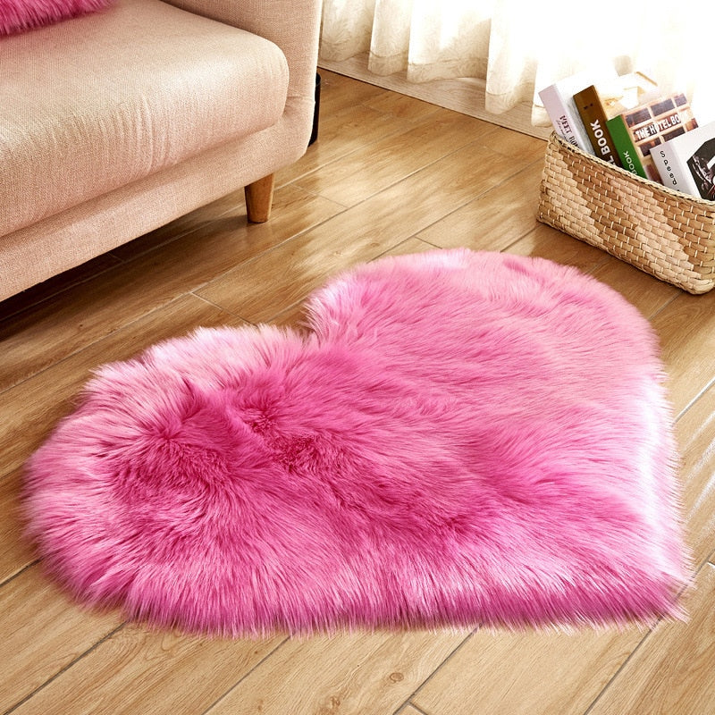 40X50cm Heart Shaped Artificial Fur Rug Carpet Mat