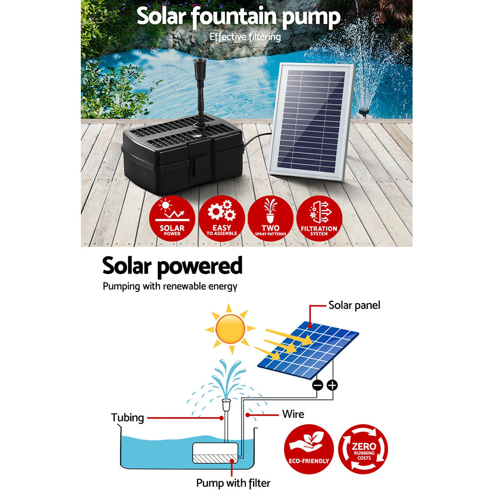 Gardeon Solar Pond Pump With Eco Filter Box Water Fountain Kit 4.6Ft