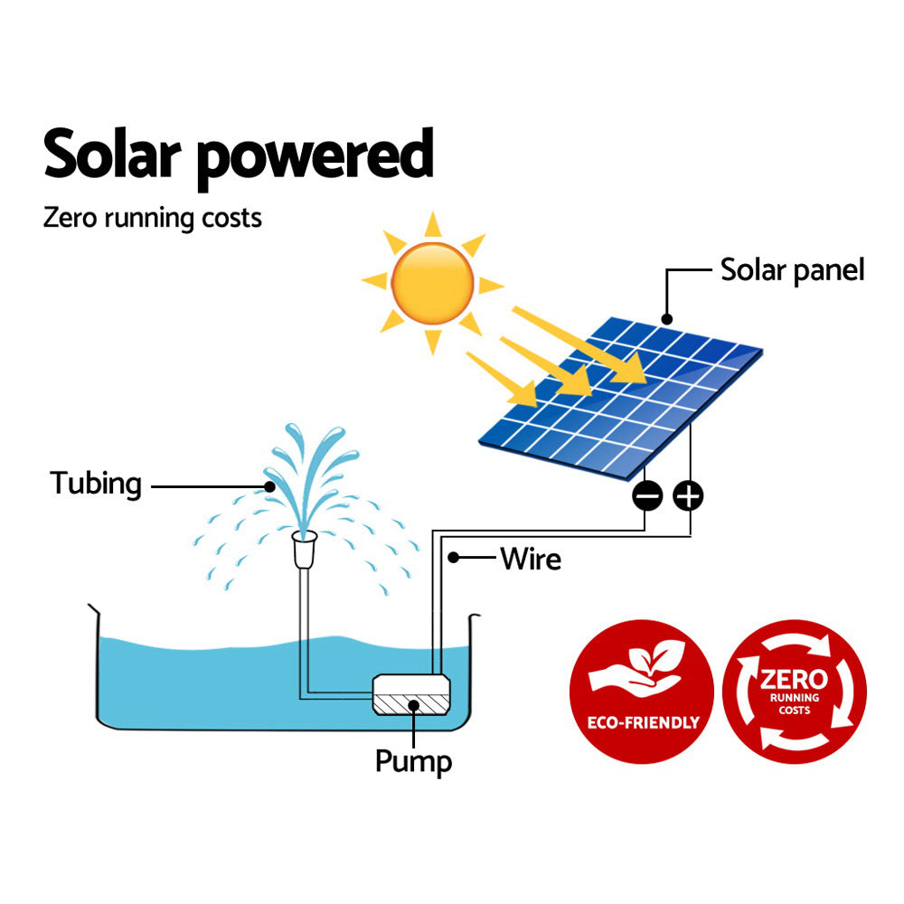 Gardeon Solar Pond Pump Water Fountain Outdoor Powered Submersible Filter 4Ft