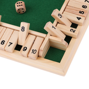 Four Player Shut The Box Family Wooden Dice Board Game