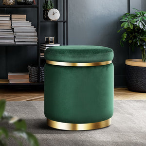 Artiss Ottoman Round Velvet Foot Stool Rest Pouffe Padded Seat Green